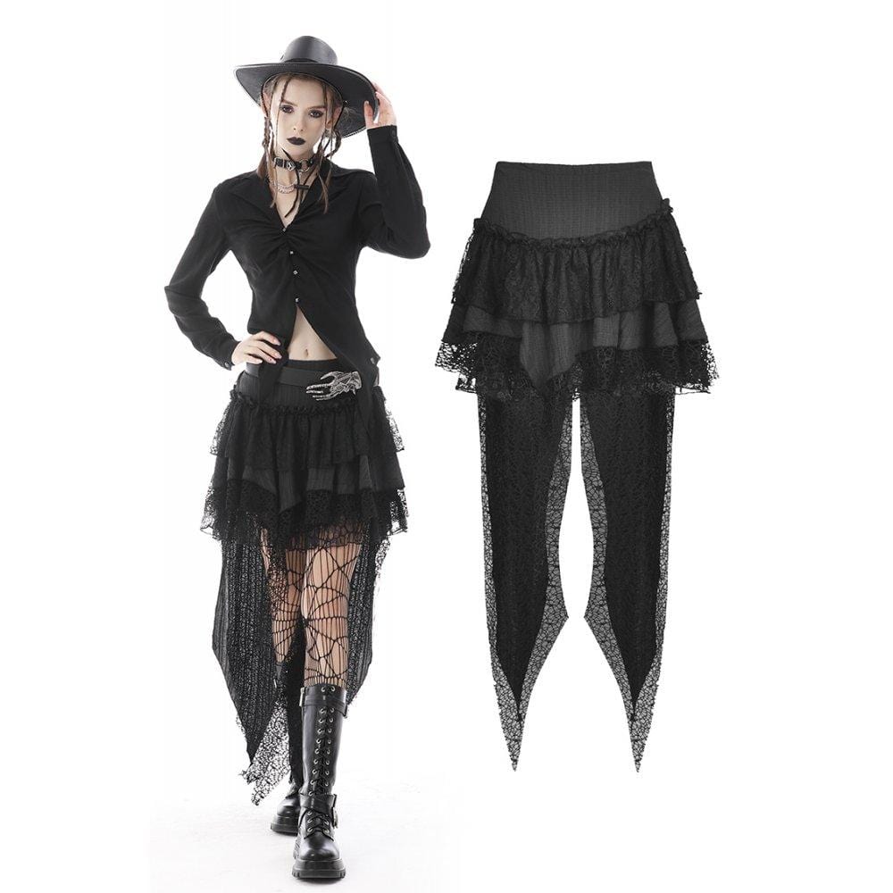 Darkinlove Women's Punk Irregular Layered Lace Mini Skirt