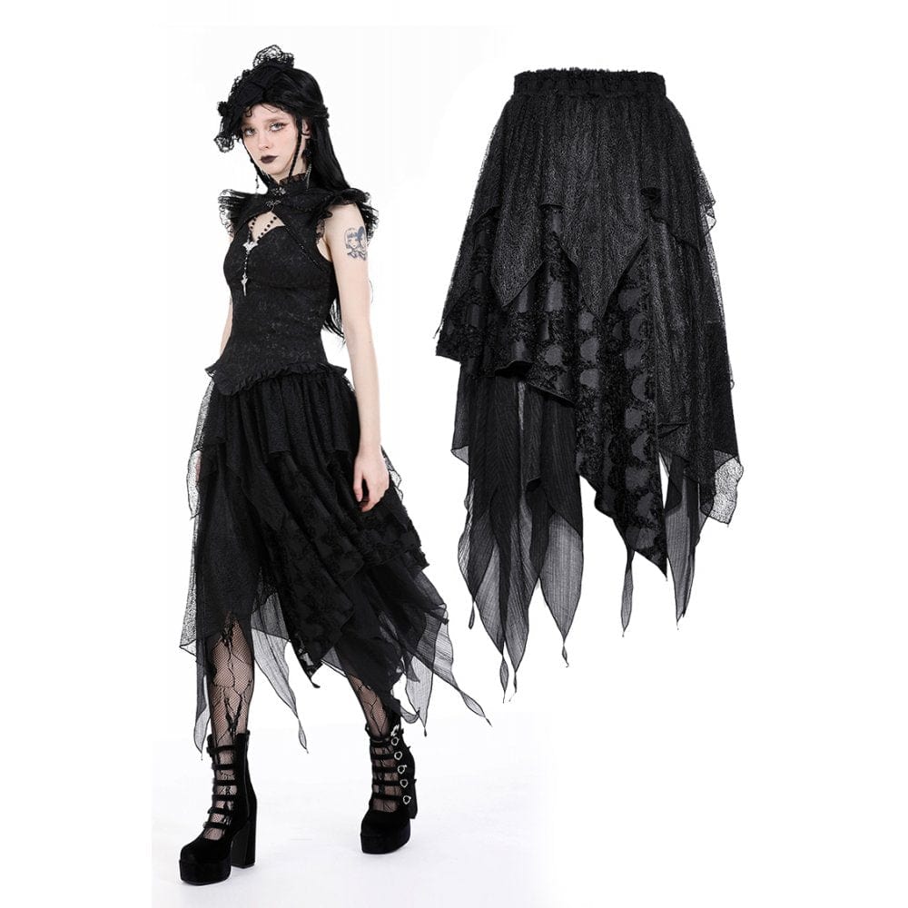 Darkinlove Women's Punk Irregular Layered Skirt