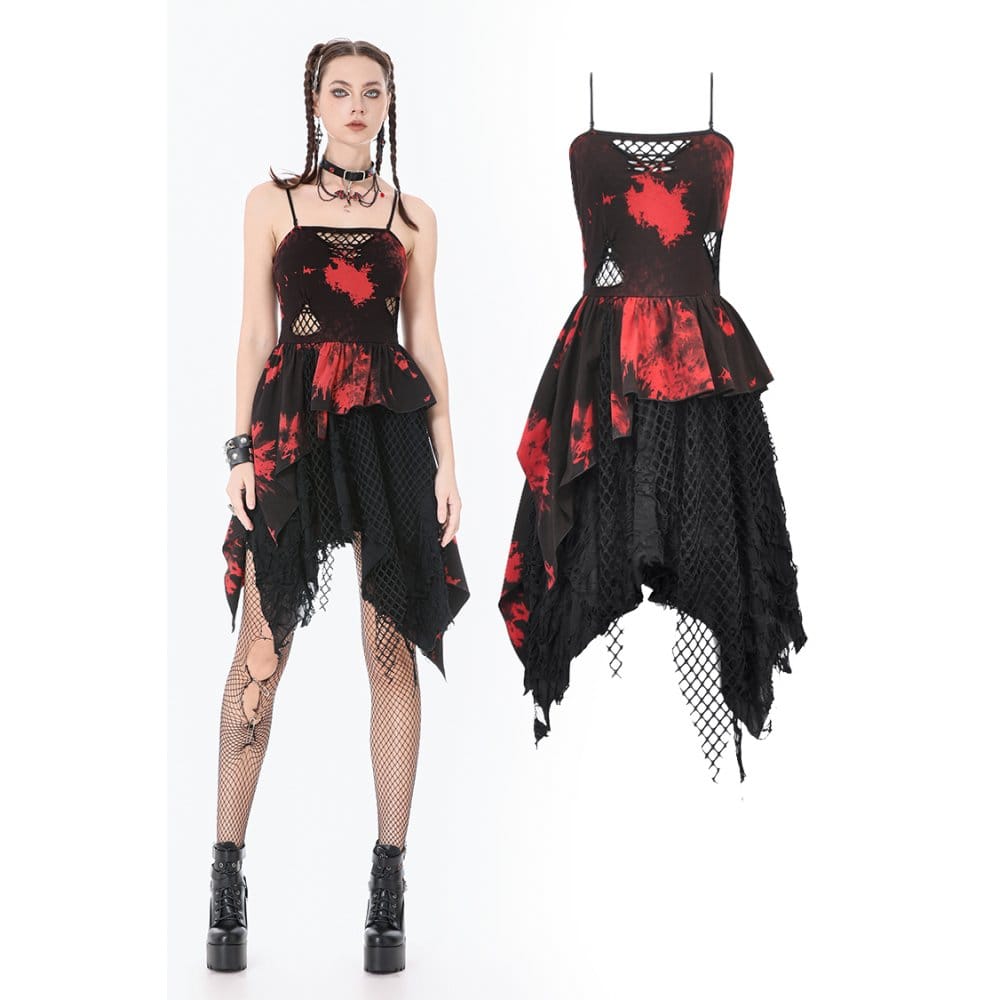 Women's Punk Irregular Mesh Tie-Dye Slip Dress – Punk Design