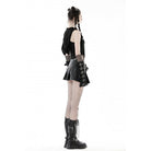 Darkinlove Women's Punk Irregular Ripped Vest with Hood