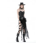 Darkinlove Damen Punk Unregelmäßiger Rüschenrock