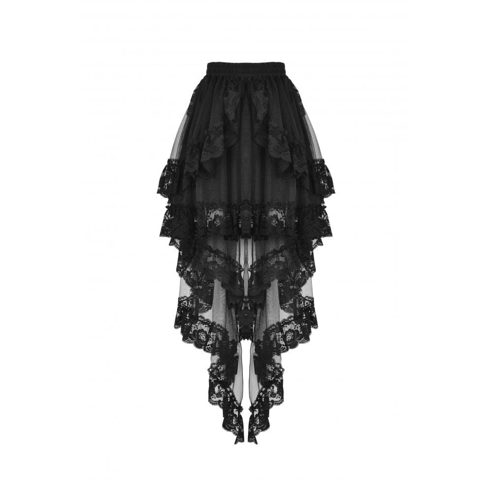 Darkinlove Women's Punk Irregular Ruffled Lace Skirt
