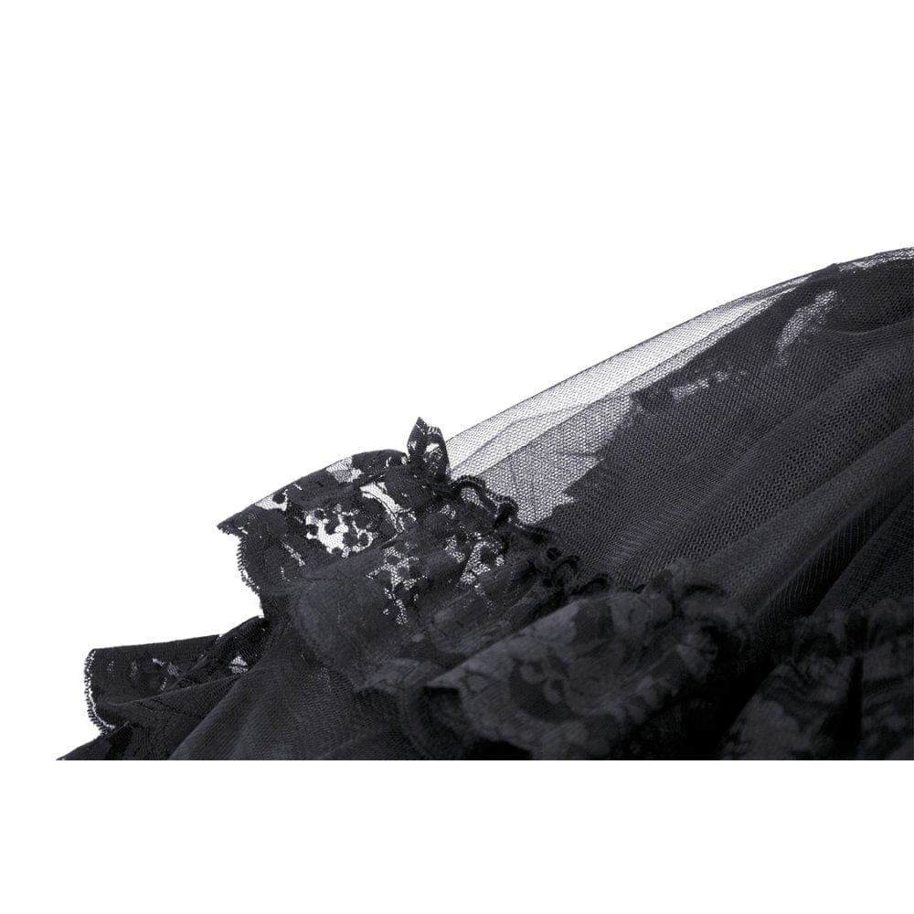 Darkinlove Women's Punk Irregular Ruffled Lace Skirt