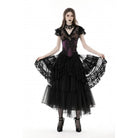 Darkinlove Women's Punk Irregular Ruffled Layered Mesh Skirt