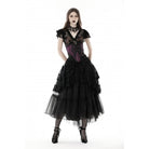 Darkinlove Women's Punk Irregular Ruffled Layered Mesh Skirt
