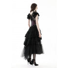 Darkinlove Women's Punk Irregular Ruffled Layered Mesh Skirt