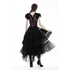 Darkinlove Women's Punk Irregular Ruffled Layered Mesh Skirt