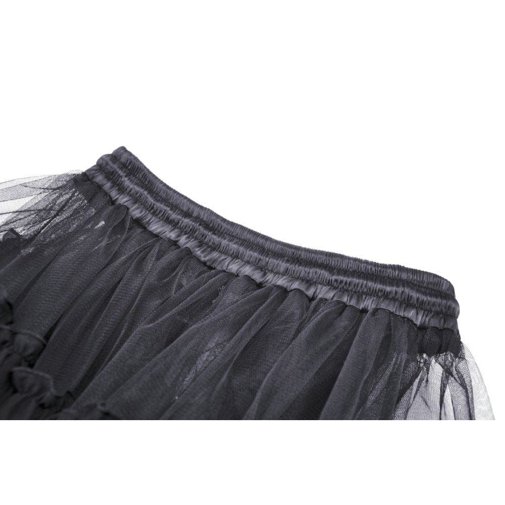 Darkinlove Women's Punk Irregular Ruffled Layered Mesh Skirt