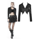 Darkinlove Women's Punk Irregular Short Jacket with Chain