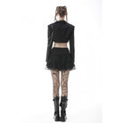 Darkinlove Women's Punk Irregular Short Jacket with Chain