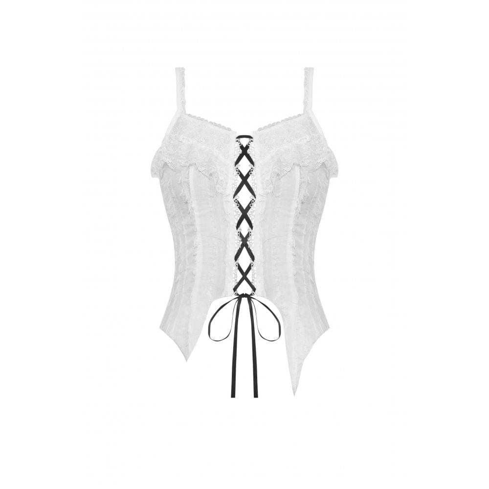 Darkinlove Women's Punk Irregular Strappy Lace Tank Top