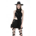 Darkinlove Damen Punk Unregelmäßiger Rollkragen Zerrissenes Tanktop