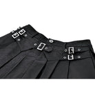 Darkinlove Women's Punk Lace Patchwork Buckle Strap Pleated Skirt
