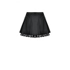 Darkinlove Women's Punk Lace Patchwork Buckle Strap Pleated Skirt
