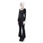 Darkinlove Women's Punk Lace-up Buckle Strap Square-cut Collar Long Sleeve Top