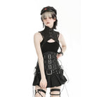 Darkinlove Women's Punk Lace-up Faux Leather Underbust Corset