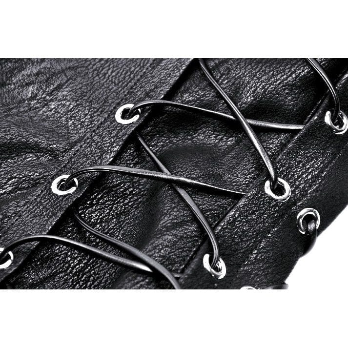 Darkinlove Women's Punk Lace-up Faux Leather Underbust Corset