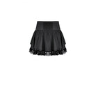 Darkinlove Women's Punk Lace-up Floral Lace Patchwork Evil Eye Tentacle Applique Mini Skirt