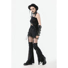 Darkinlove Women's Punk Lacing-up Shorts with Removable Zipper Leg Warmers