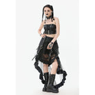 Darkinlove Women's Punk Lacing-up Straps Faux Leather Bustier