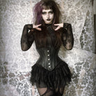 Darkinlove Women's Punk Layered Lace Skirt with Detachable Swallow Tail