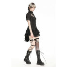 Darkinlove Women's Punk Layered Lace Skirt with Detachable Swallow Tail