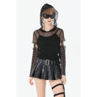 Darkinlove Women's Punk Low-Waist Shorts with Asymmetric Pleated Belt