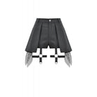 Darkinlove Women's Punk Mesh Pleated Shorts with Leg Harness