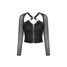 Darkinlove Women's Punk Mesh Splice Metal Zipper Crop Top