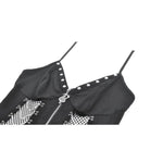 Darkinlove Women's Punk Mesh Splice Rivet Chained Slip Dress