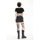 Darkinlove Women's Punk Mesh Splice Strap Crop Top