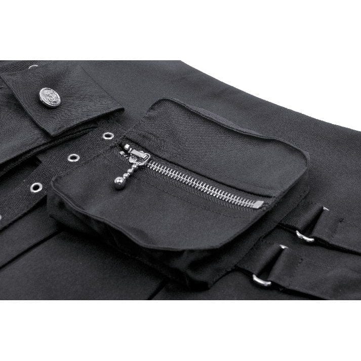 Darkinlove Women's Punk Multi-pockets Pleated Skirt