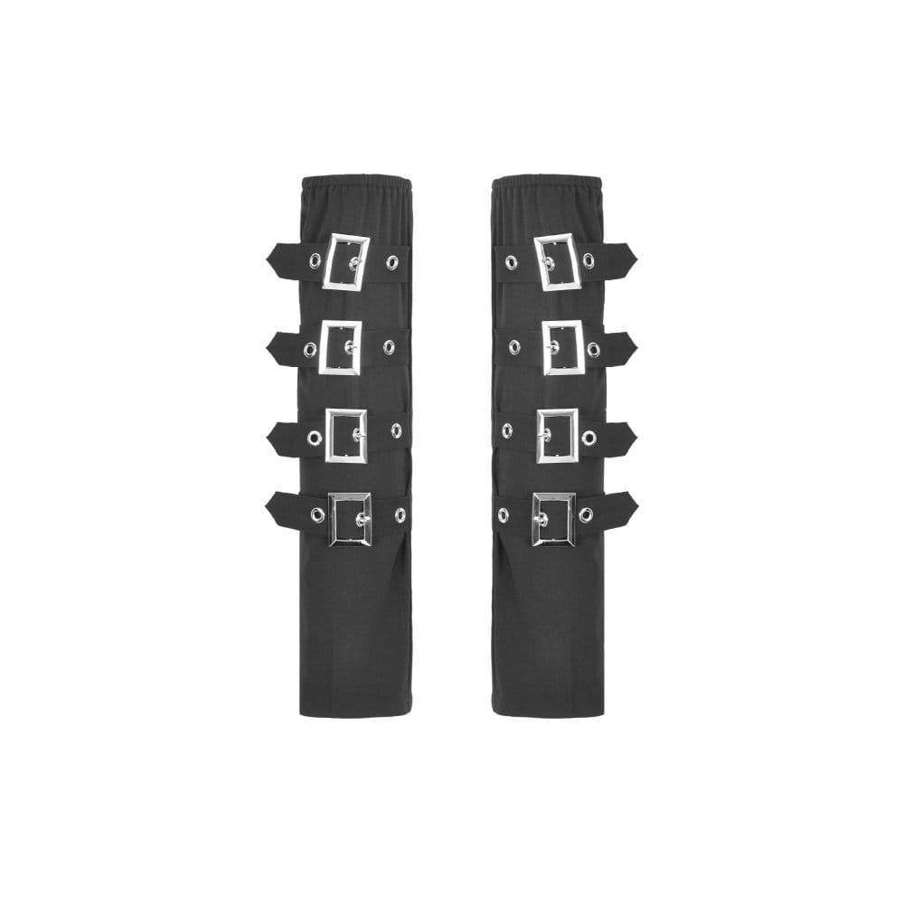 Guanti senza dita da donna Darkinlove in stile punk multistrato con cinturini con fibbia.