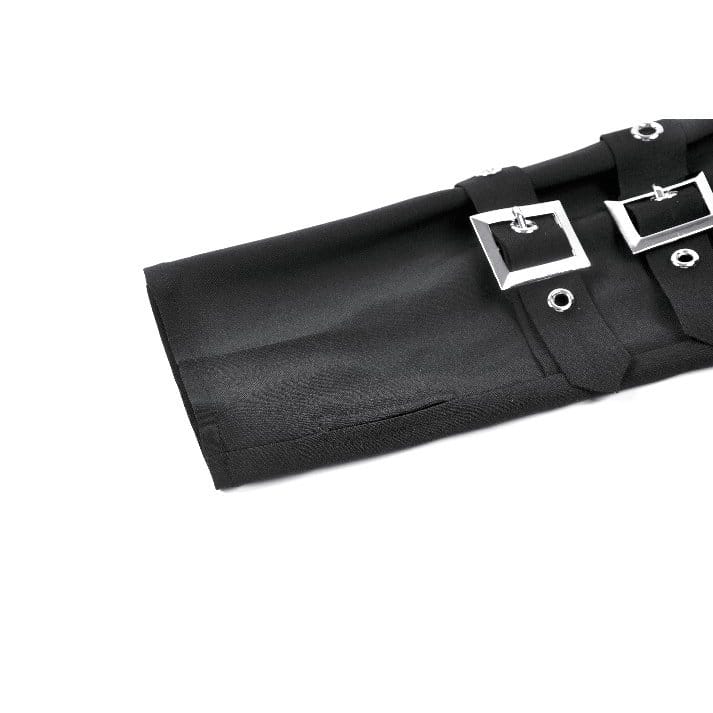 Guanti senza dita da donna Darkinlove in stile punk multistrato con cinturini con fibbia.