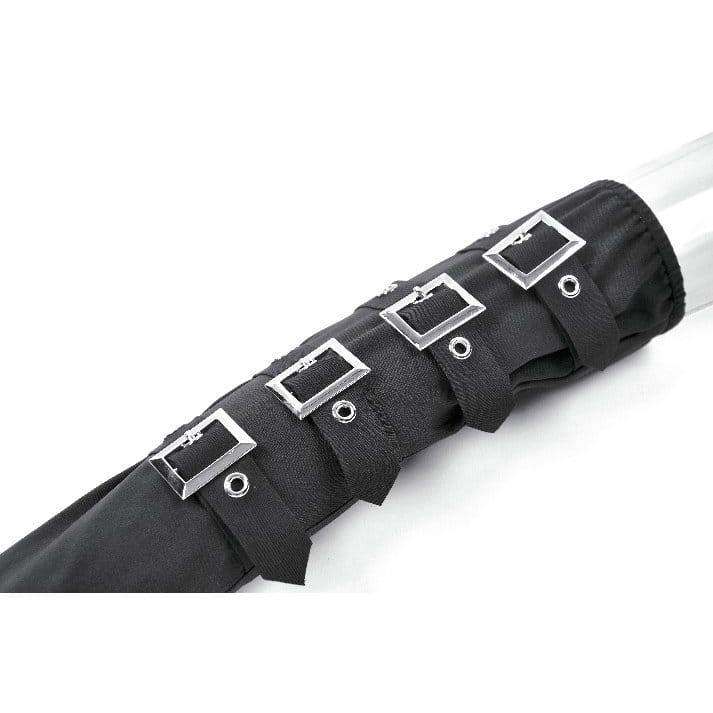 Guanti senza dita da donna Darkinlove in stile punk multistrato con cinturini con fibbia.