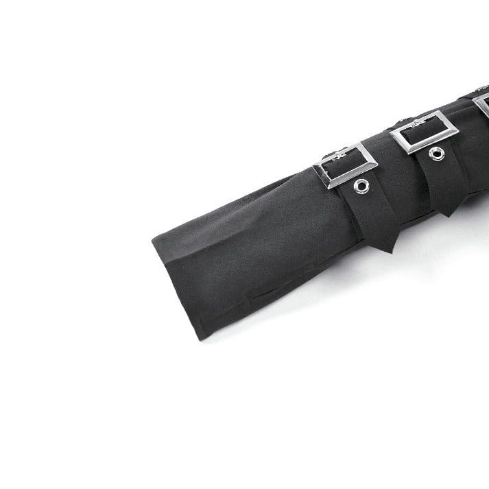 Guanti senza dita da donna Darkinlove in stile punk multistrato con cinturini con fibbia.