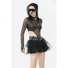 Darkinlove Women's Punk Multilayered Mesh Short Skirt