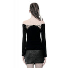 Darkinlove Women's Punk Off-shoulder Hollowed Chest T-shirts With Lace-up Back