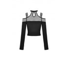 Darkinlove Women's Punk Off Shoulder Mesh Splice Crop Top