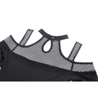 Darkinlove Women's Punk Off Shoulder Mesh Splice Crop Top