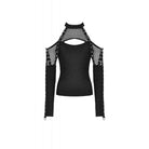 Darkinlove Women's Punk Off Shoulder Mesh Splice Shirt
