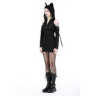 Darkinlove Women's Punk Off Shoulder Ripped Dress with Hood