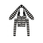 Darkinlove Women's Punk Off-the-Shoulder Bunny Striped Crop Top