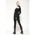 Darkinlove Women's Punk Off-the-Shoulder Eyelet Strap Crop Top