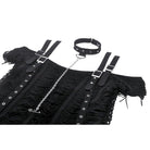 Darkinlove Women's Punk Off-the-shoulder Ripped T-shirt with Detachable Choker