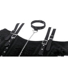 Darkinlove Women's Punk Off-the-shoulder Ripped T-shirt with Detachable Choker