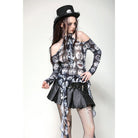 Darkinlove Women's Punk Off-the-Shoulder Ruffled Blouse