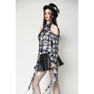 Darkinlove Women's Punk Off-the-Shoulder Ruffled Blouse