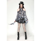 Darkinlove Women's Punk Off-the-Shoulder Ruffled Blouse