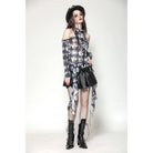 Darkinlove Women's Punk Off-the-Shoulder Ruffled Blouse